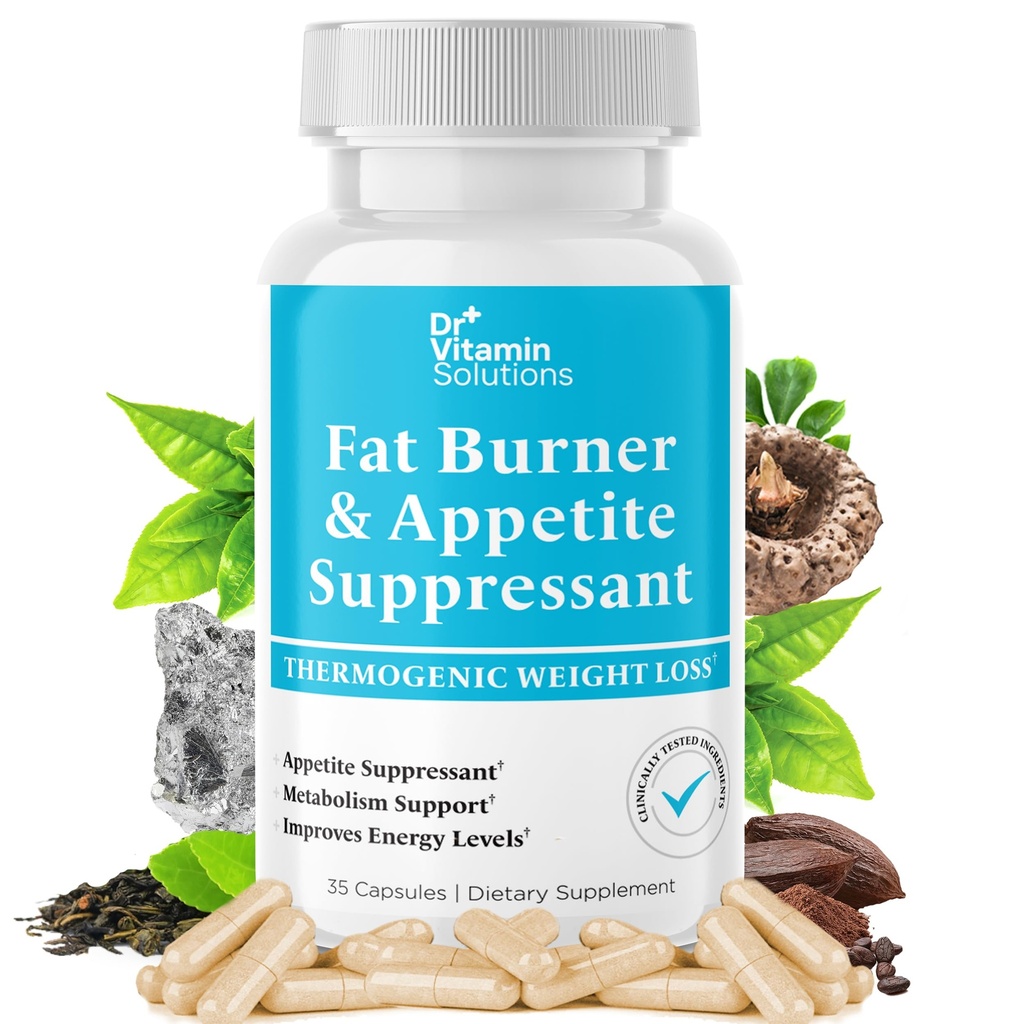 Fat Burner & Appetite Suppressant for Weight Loss Diet Pills for Women & Men - Thermogenic Metabolism Booster with Glucomannan, Chromium, Caffeine, Green Tea Extract - Non-GMO - 35 Capsules Dr Vitamin