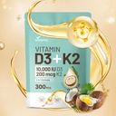 VivoNu Vitamin D3 K2 10000 IU with MK7-300 Virgin Coconut Oil Softgels, 2 in 1 Vitamins D & K Complex | Vitamina D3 con K2 (300 Softgels /1 Bag)