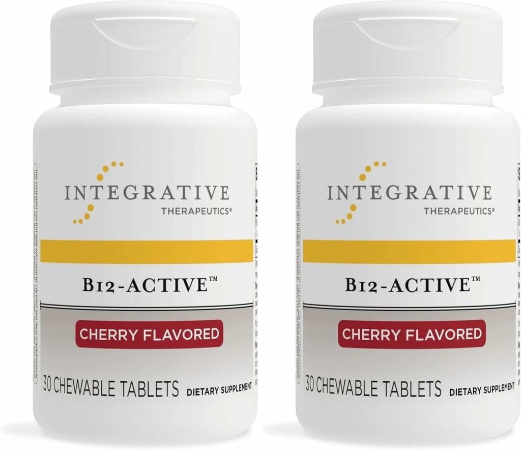 Integrative Therapeutics B-12 Actief, Vitamine B12, Ondersteunt Zenuwfunctie*, Cherry Flavored, 30 Kauwtabletten - 2 Pack