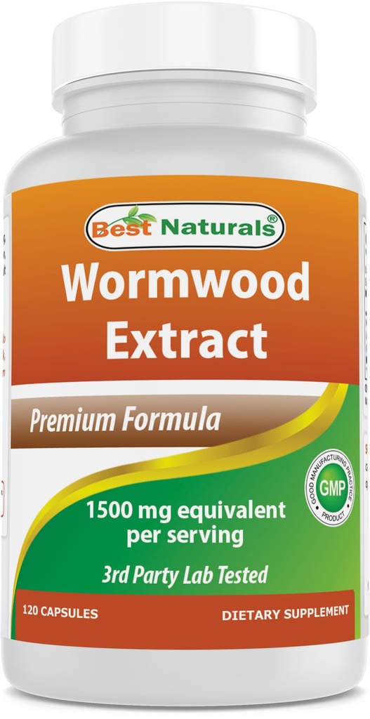 Best Naturals Wormwood 4:1 Extract (375 mg) -120 Capsules. Gluten Free, Non-GMO