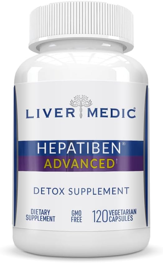 Hepatiben kepenų Detox Cleanse All Natural Addition with Milk Thistle, Silybin, NAC, Choline, MSM, Turmeric, Berberine, Glutatione Alpha Lipoic Acid Vegan NonGMO 120 Capsules 1500mg