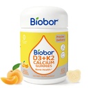 Biobor Vitamin D3 K2 Gummies with Calcium, 2000 IU D3 & 200 mcg K2(MK-7) & 200 mg Calcium, No Sugar Added, Supports Healthy Bones & Immune Health, Gluten Free, GMO Free, Yellow Peach, 60 Count