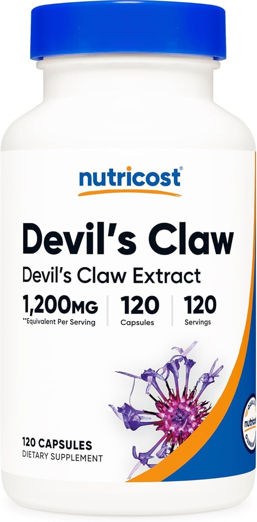 Nutricost Devils Claw 1200mg ekvivalentno, 120 kapsule - Veggie Caps, Non-GMO, Gluten Free, in vegetarijansko prijazno