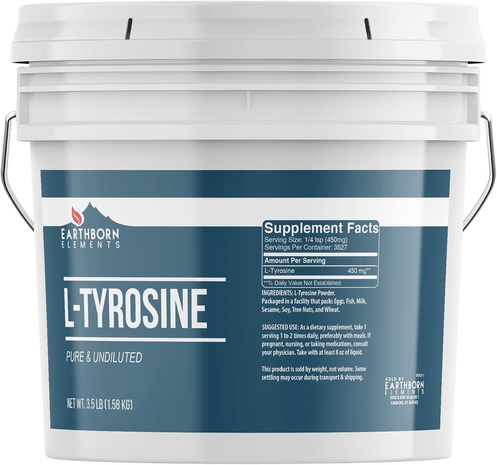 Các thành phần gốc trái đất L-Tyrosine 1 Gallon Bucket, tinh khiết và chưa được đánh giá, Phan nước ăn kiêng