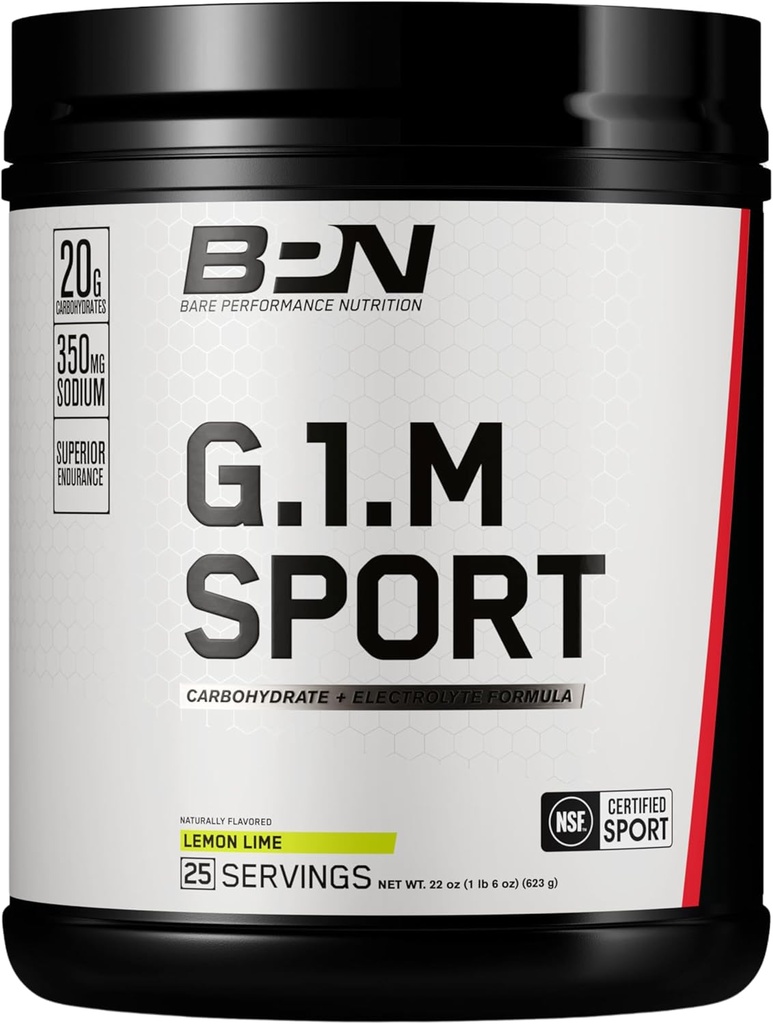 BARE PERFORMANCE NUTRITION, BPN G.1.M Go One More Sport, Endurance Training Fuel, Покращений вуглевод та електроліти Порошкова формула, зменшення жиру, Lemon Lime, 25 сервірування