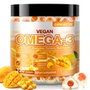 Vegan Omega-3 Gummies - Fish Oil Omega 3 Supplements Alternative for Adults - Algae DHA 600mg & EPA 400mg, Vitamin D3 K2 - No Fish Taste - for Brain, Eye, Immune Support - Sugar Free,120 Count