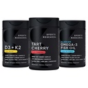 Sports Research® Multivitamin Pack w/CherryPure® Tart Cherry Fruit Complex 800mg, Vitamin D3 5000iu + K2 100mcg, and Alaskan Omega-3 Fish Oil 1250mg - Non-GMO · Sugar-Free · Gluten-Free