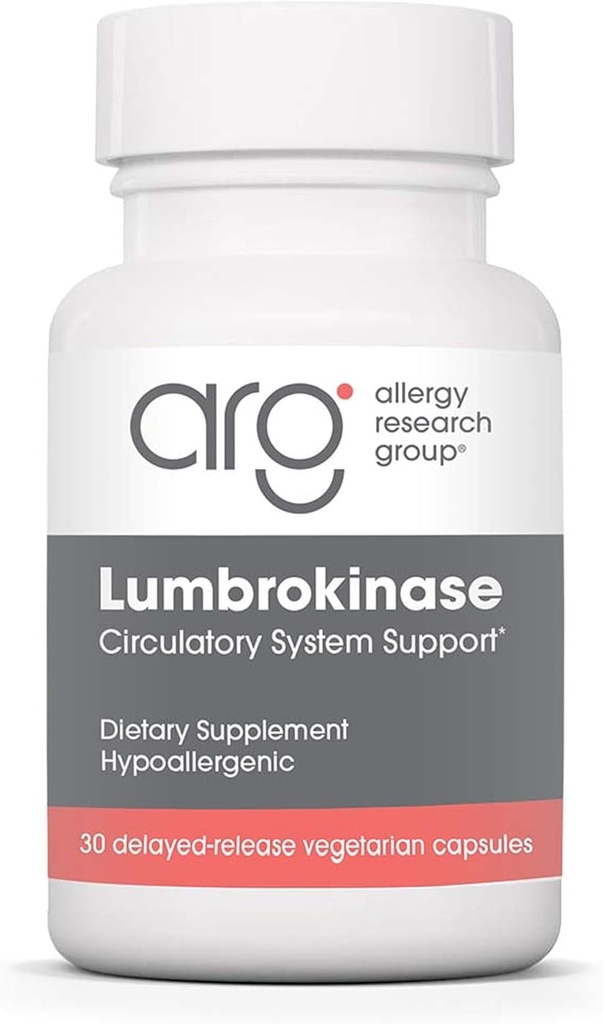 Allergy Research Group Lumbrokinase Supplement - Circulatory System Support, unterstützt die Blutzirkulation bereits im Normalbereich - 30 Delayed Release Vegetarische Kapseln
