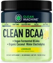 Clean BCAA - 2:1:1 Food Sourced BCAA Powder & Coconut Water Electrolytes Recovery & Amino Energy Supplement - Award Winning Vegan Amino Acid Supplement - 30 Servings - Lemonade
