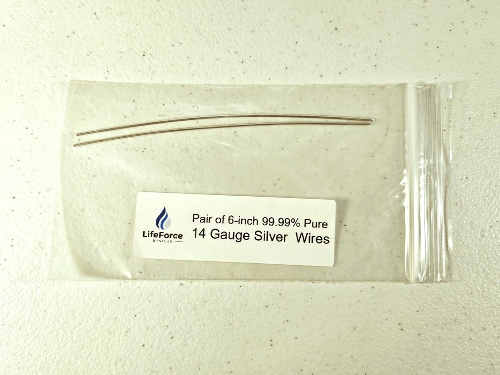 Pure Silver Generator Wires – 9999 Silver Electrodes – Pre-Cut 6-Inch 14 Gauge Wires – Fits LifeForce Generators