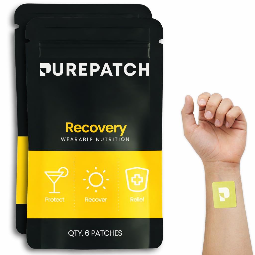 Recovery Patch – Plant-Based Vegan Topical Patch – DHM – NAC – Glutathione – B-Complex – Non-Ingestible – Water-Resistant – Gentle on Skin – Gluten Free – Made in USA – 12 Patches