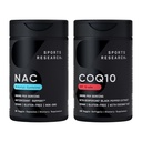 Sports Research® Antioxidant Support Pack - N-Acetyl L-Cysteine (NAC) 600mg, CoQ10 100mg Enhanced w/Coconut Oil & Bioperine - Vegan · Non-GMO · Gluten Free