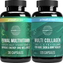 Primal Harvest Multivitamiini & Collagen lisäravinteet naisille ja miehille Multivitamiini kapselit ja kollageeni Peptides pillerit Bundle