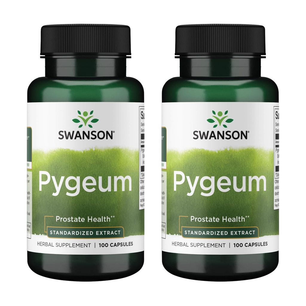 Swanson Pygeum Herbal Supplement for Men Over 40 Seeking Prostate, Bladder, and Urinary Tract Support - (100 Capsules, 2 Pack)