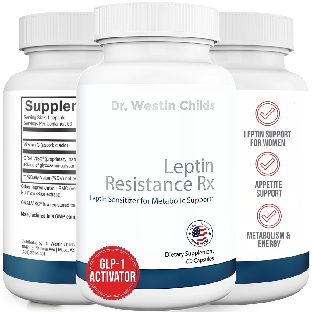 Dr. Westin Childs | Leptin Resistance Rx – Natural Leptin Sensitizer Support Supplement for Women & Men, Thyroid, Metabolic Health, Vitality, Energy, Focus with Glycosaminoglycans, Vitamin C - 60 ct