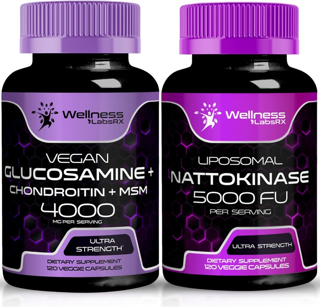 WELLNESS LABSRX Glucosamine Chondroitin MSM | Nattokinase Capsules
