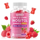 Myo-Inositol & D-Chiro Inositol Gummies for Women 1000mg + 25mg Ideal 40:1 Ratio with Vitamin D3, Magnesium Glycinate, Folate & Zinc for Female, Raspberry Flavor, 60 Count