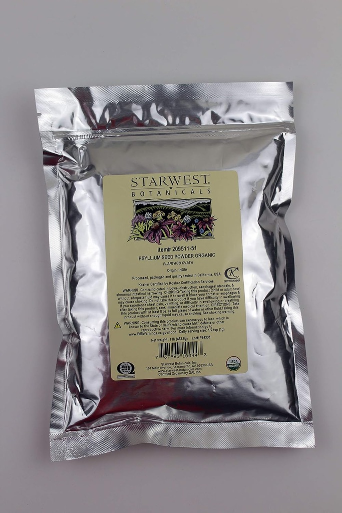 Starwest Botanicals Organik Psyllium Tohum Toz, 1 Pound