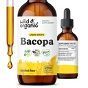 Wild & Organic Bacopa Monnieri Supplement - Focus & Clarity - Liquid Bacopa Supplements for Brain Support - Brahmi Extract to Add to Tea - Vegan, Sugar & Alcohol-Free Drops - 2 fl oz