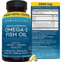 Triple Strength Omega 3 Fish Oil Supplement for Men and Women – 2500 mg High-Potency, Easy-to-Absorb Re-esterified Triglyceride Form, Pescatarian-Friendly DPA EPA DHA Omega 3 Supplement, 180 Softgels