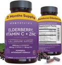 Viva Naturals Elderberberry amb vitamina C i Zinc (120 Capules) - 1000mg Sambucus Laderberberberberry Imgune Implementació suplementari, Black Elderberberberry Capsule per a adults, Elderberberberberates - 2 mesos de distribuïdora