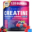 Creatine Monohydrate Gummies for Men & Women, Creatine Gummies Sugar Free Mixed Flavored with L-Taurine, BCAA 2:1, B12 B6 for Boost Strength, Focus & Endurance, Vegan, Non-GMO, 120pcs