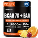 Venture Pal Sugar Free 7g BCAA + EAA Powder | Supports Muscle Recovery, Growth, Strength & Endurance – 9 Essential Amino Acids with L-Glutamine, Caffeine, Vitamin & Electrolyte for Energy & Hydration