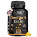 Health Dose Omega 3 Fish Oil 2000mg – Lemon-Flavored Softgels with EPA 800mg & DHA 600mg for Brain, Heart, and Wellness Support – Easy-to-Digest, No Fish Burps – 120 Softgels, 2-Month Supply