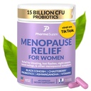 Natural Menopause Supplements for Women - Perimenopause Supplements for Hormonal Balance, Bloating & Mood Swings | Hot Flashes Menopause Relief w/Probiotics & Prebiotics, Black Cohosh & Chasteberry