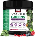 Force Factor Smartere Grønn Superfoods pulver til støtte digestion, Gut helse, Bleating, Grønn pulver med probiotika, Prebiotika, Digestive Enzymer, & Adaptogens, Pomegranate Berry, 30 Services