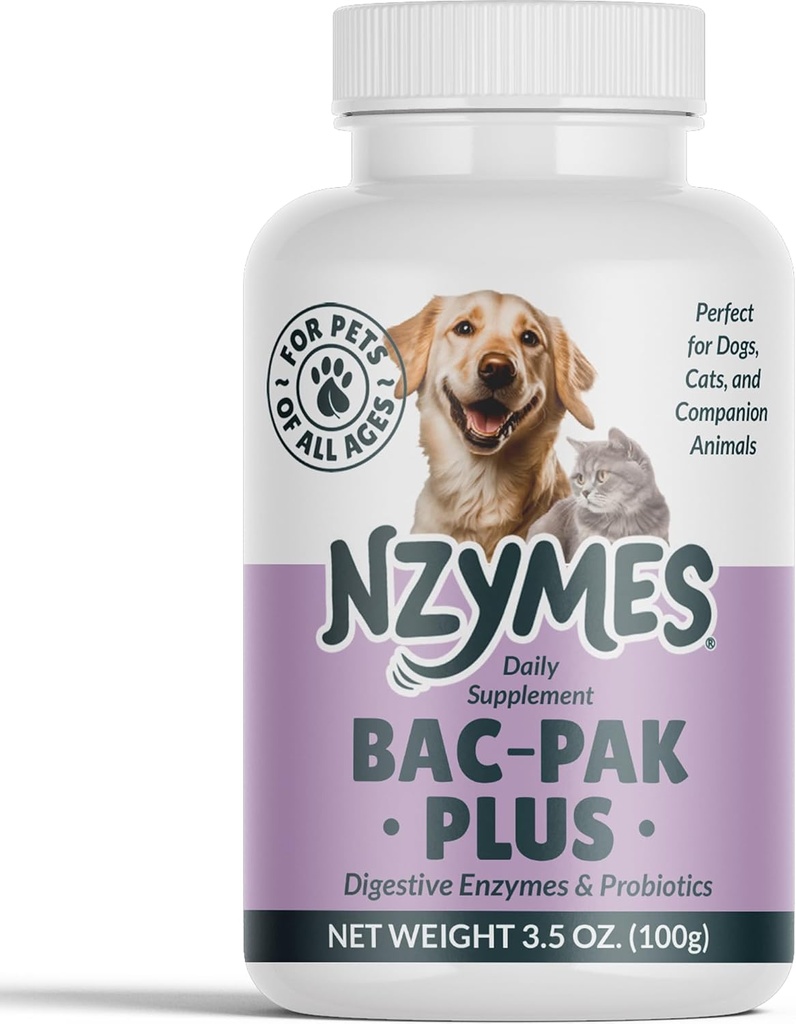 Nzymes® Bac-Pak Plus 100 Grams Digestive Enzymes and Probiotics for Digestion, Loose Stools, Diarrhea, Constipation, Improved Nutrient Uptake - Made in The USA