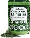 Nuvalsa Organic Spirulina Powder 1lb – 100% ren supermat Supplement fra Blå Grønn Algae Ikke GMO for Smoothie & Protein Drink, Vegan & USDA Certifisert Organic - 100 Serveringer