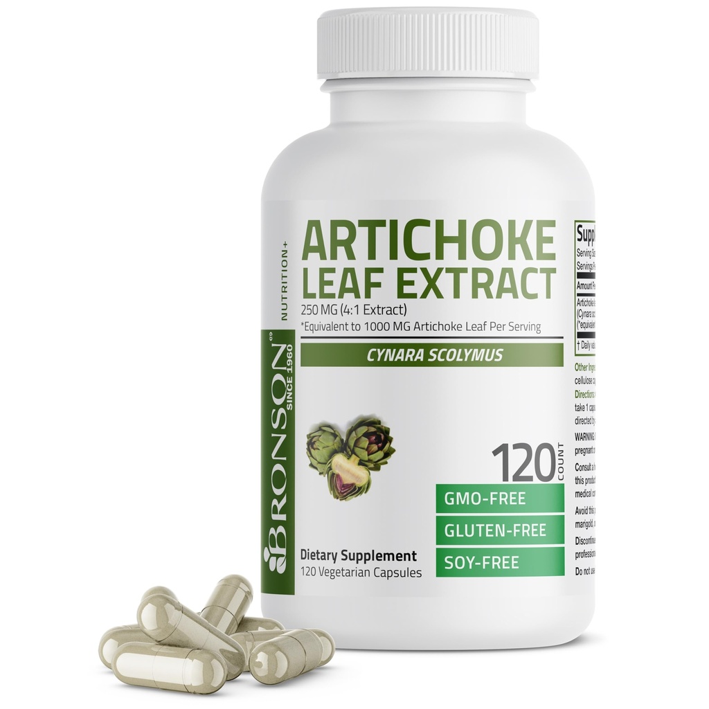 Bronson Artichoke Leaf Extract Extra Strength Supports Healthy Digestion Healthy Liver Function, Non-GMO, 120 Vegetarian Capsules