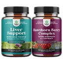 Bundle of Liver Cleanse Detox & Repair - Milk Thistle Dandelion Root Choline Beetroot Artichoke Extract and High Strength Hawthorn Berry with Leaf & Flower Extract 4:1 for Healthy Heart & Digestion