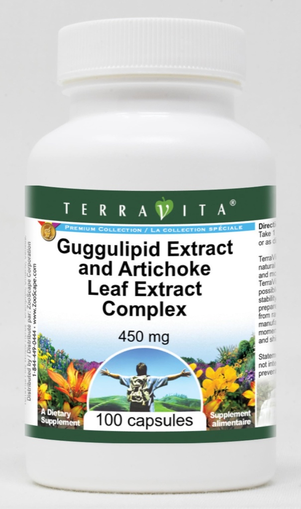 Terravita Guggulipid Extract and Artichoke Leaf Extract Complex - 450 mg (100 Capsules, ZIN: 511108)