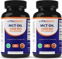 Vitamatic 2 Packs MCT Oil Capsules 3000 mg per Serving - 180 Softgels - from Coconut Oil - Contains 55% caprylic Acid C8 and 40% capric Acid C10 (Total 360 Softgel)