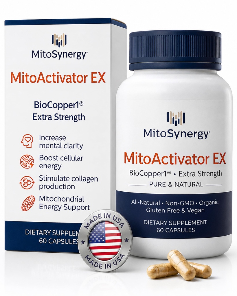 MitoActivator EX - BioCopper1 Cu1 (Cunermuspir) 0.5mg Extra Strength Bioavailable Copper - Mitochondrial NAD+ ATP Booster, Anti-Aging, Anti-Graying, Tick Immune Support