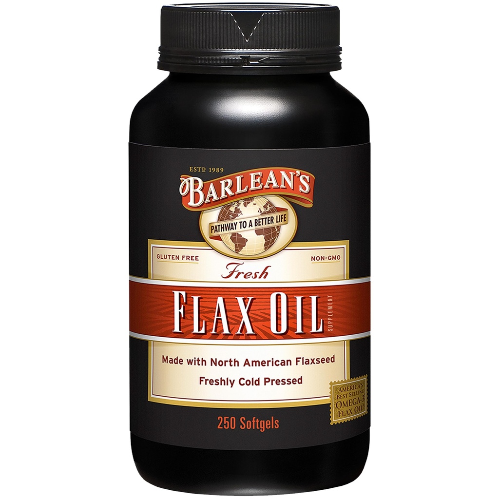 Barlean's Omega 3 6 9 Flaxseed Oil Supplements, Cold-Pressed Flax Seed Supplement Softgels with 1650 mg ALA Fatty Acids, 250 Count