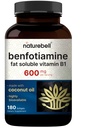 NatureBell Benfotiamine 600mg per Serving,180 Coconut Oil Softgels | Fat-Soluble Vitamin B1 for Men & Women, Converted to Active Thiamine | Non-GMO, cGMP Manufactured