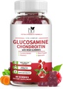 Glucosamine Chondroitin Gummies Triple Strength (1,000mg Glucosamine,750mg Chondroitin) with MSM, Turmeric, Quercetin, Vitamin E, Joint Support Supplement, Antioxidant 60 Gummies Raspberry Flavor