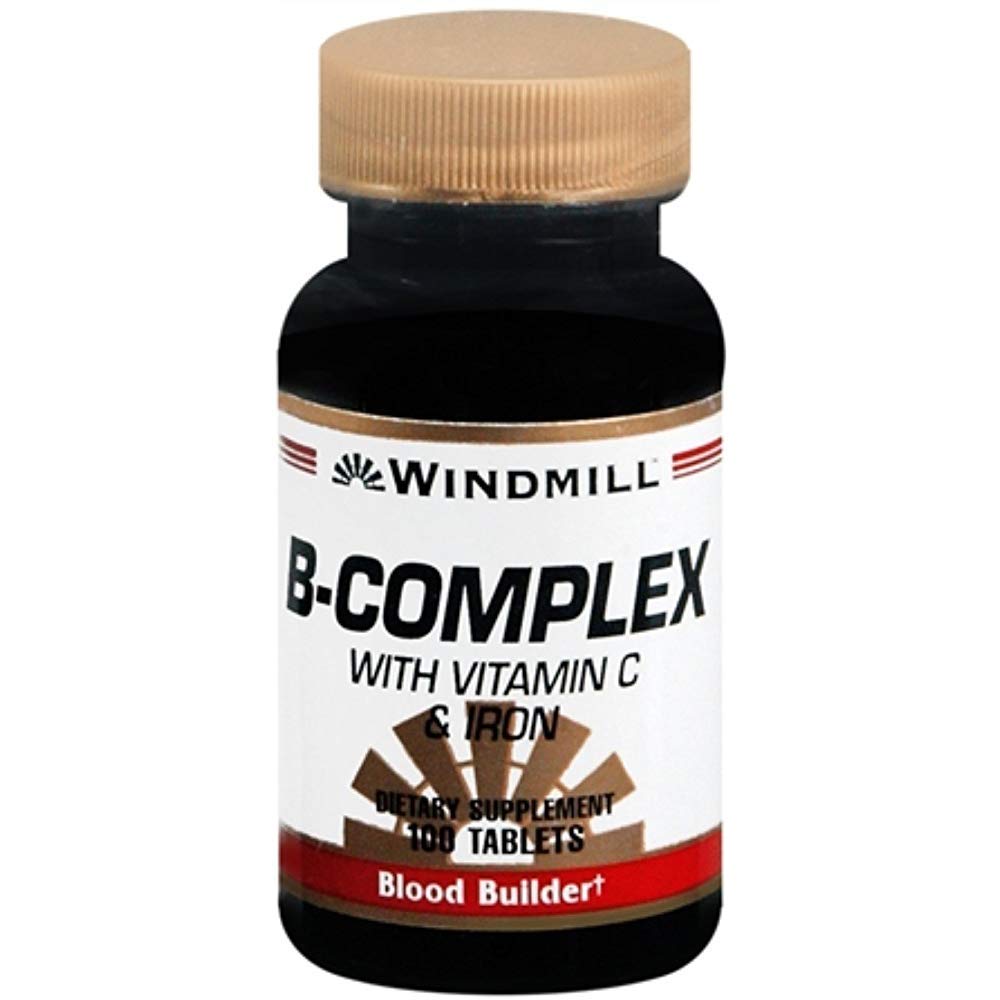 Windmill B-Complex Tablets with Vitamin C and Iron 100 Tablets (Pack of 4)