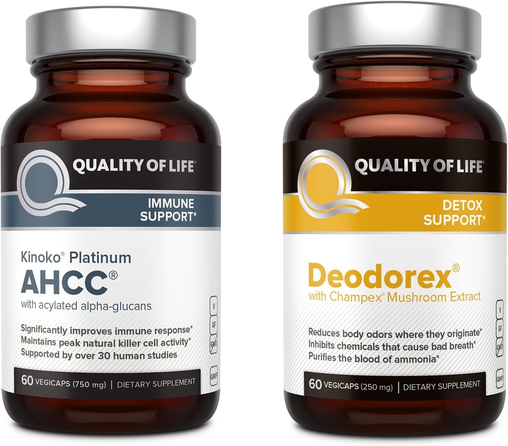 Качество жизни Вся естественная иммунная поддержка и Detox Bundle - Kinoko Platinum AHCC Грибный экстракт