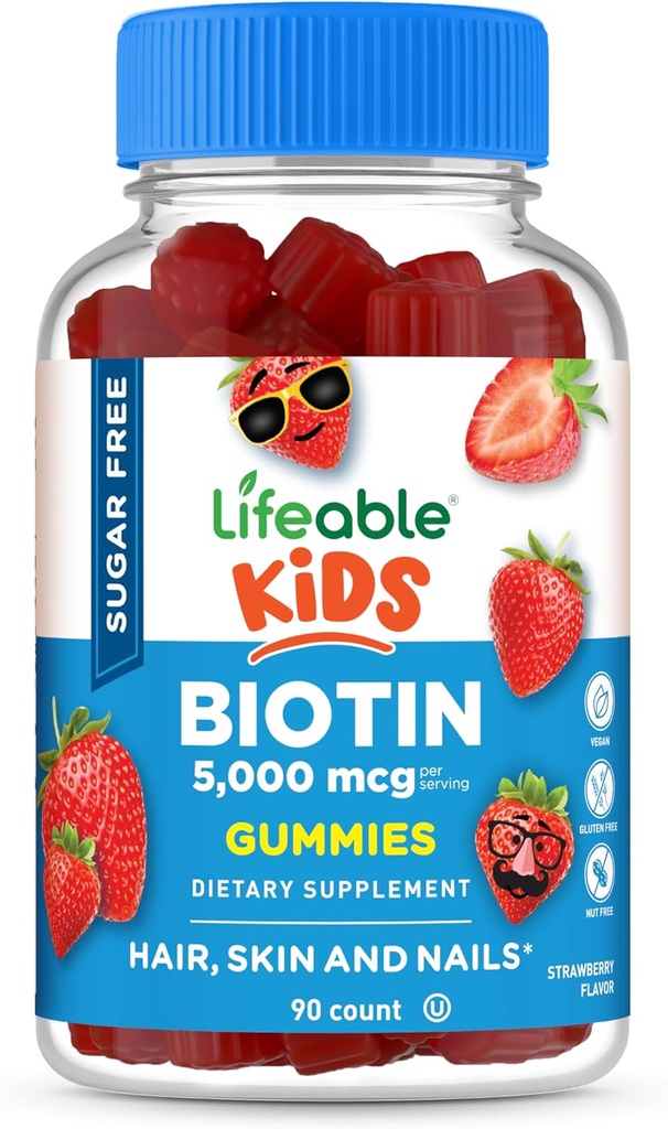 Életképes Sugar Free Kids Biotin Gumifélék 124; 5000mpg