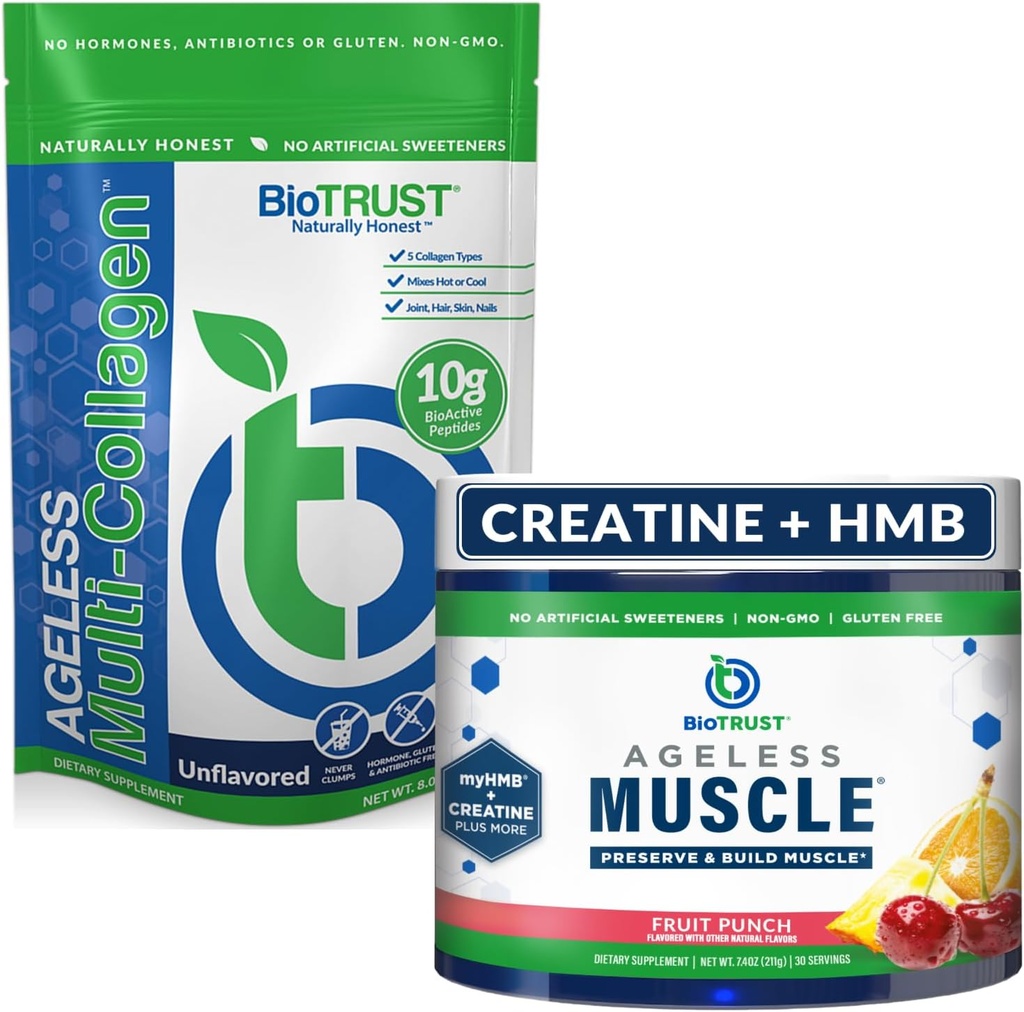 BioTrust Adinik gabeko Muscle (Fruit Punch) eta Multi Collagen (ez du axola) Bundle