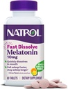 Natrol Fast Liquid Melatoniini 10 mg, melatoniinin lisäravinteet levollinen uni, uni tuki aikuisille, 60 Citrus-Flavored tablettia, 60 päivän asti