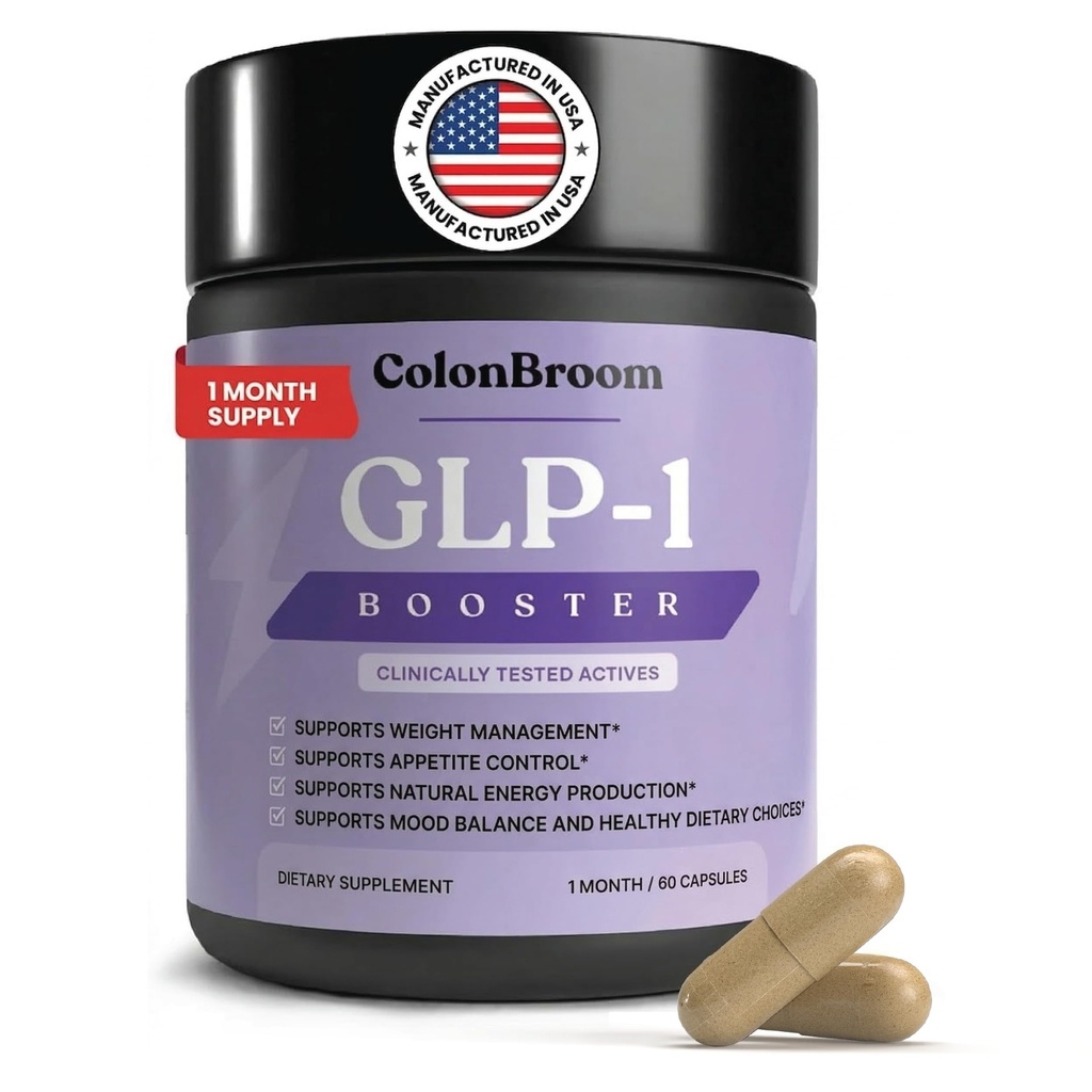 ColonBroom GLP-1 Weight Management Supplement for Women & Men - GLP1 Supports Appetite Control, Energy & Mood Balance - Vegan, Gluten-Free Diet Capsules | 60 Count