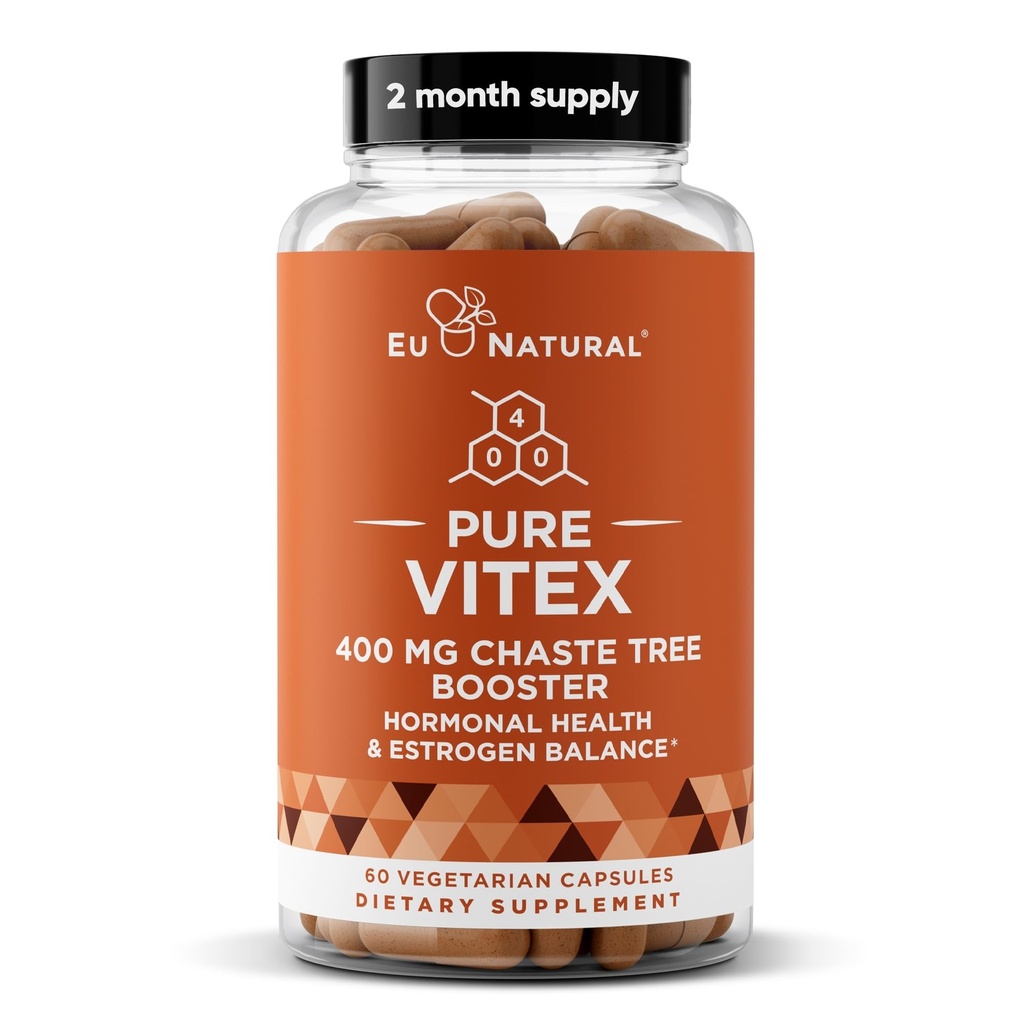 Vitex Pure 400 Mg Chasteberry - Natural PMS Support, Balance Hormones, Regulate Cycle, Promote Skin Health - Full-Spectrum & Standardized - 60 Vegan Soft Capsules