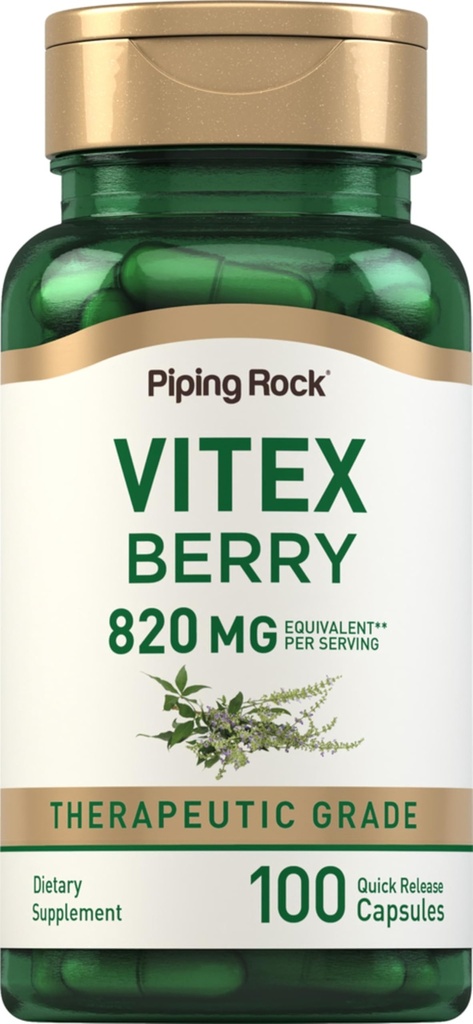 Piping Rock Vitex Chasteberry | 100 Capsules | Supplement for Women | Fruit Extract | Non-GMO, Gluten Free