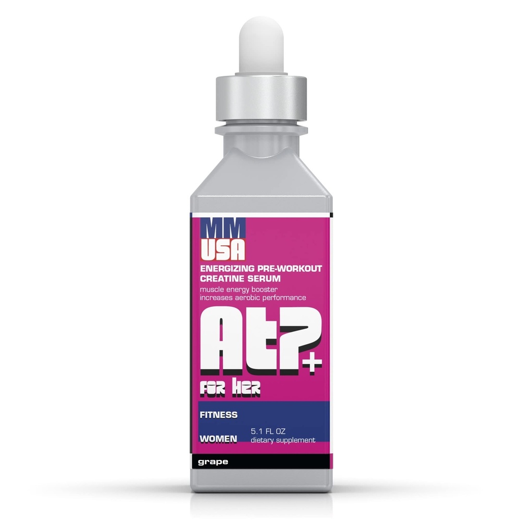 MMUSA ATP+ for Her Pre-Workout Creatine Serum: No Bloating & Dehydration. Perfect for Aerobics, Running, & Spinning. Boosts ATP Power & Core Strength. Lean Muscle & Fitness. Grape. 5.1 Fl Oz