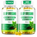 Oil of Oregano with Black Seed Oil, 300 Softgels | Organic | 4-in-1 Oregano Supplement for Immune Health with High Carvacrol & Thymoquinone + Vitamin C & Zinc | Plant-Based, Non-GMO